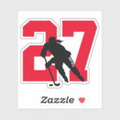 Girls Red Custom Hockey Player Nummer Sticker (Blatt)