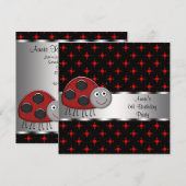 Girls Red Ladybug Geburtstagsparty Einladung (Vorne/Hinten)