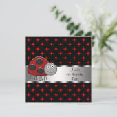 Girls Red Ladybug Geburtstagsparty Einladung (Stehend Vorderseite)