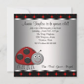 Girls Red Ladybug Geburtstagsparty Einladung (Rückseite)