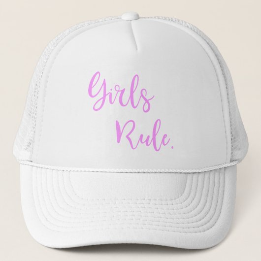 Girls-Regel Inspiration Pink Text Weiß Truckerkappe (Vorderseite)