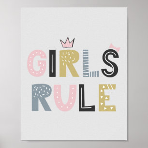 Girls regieren skandinavische Word Art Poster