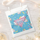 Girls Retro Blue Unicorn Birthday Geschenktütchen (Ausgeschnitten)