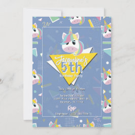 Girls Retro Lila Unicorn Einladung zum Geburtstag