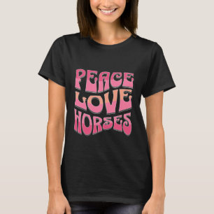 Girls Retro Pferde Liebe Pferde Wavy Pink Tex T-Shirt