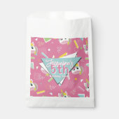 Girls Retro Pink Unicorn Birthday Geschenktütchen (Vorderseite)