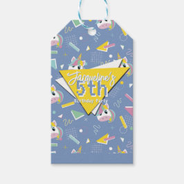 Girls Retro Purple Unicorn Birthday Geschenkanhänger