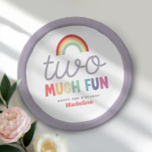 Girls Retro Two Much Fun Rainbow 2. Geburtstag