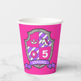 Girls Ritter Geburtstag personalisiert rosa Kind P Pappbecher