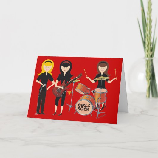 Girls Rock Birthday Card Karte (Vorderseite)