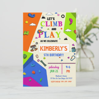 Girls Rock Climbing Birthday Party Invitation Einladung