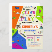 Girls Rock Climbing Birthday Party Invitation Einladung (Vorne/Hinten)