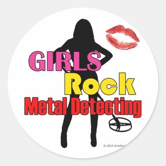 Girls Rock Metal Detection Round Stickers (Vorderseite)