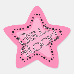 Girls Rock Pink Star Stern-Aufkleber