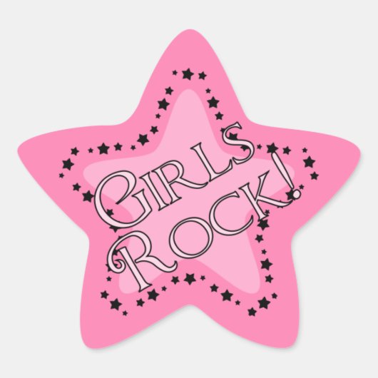 Girls Rock Pink Star Stern-Aufkleber (Vorderseite)