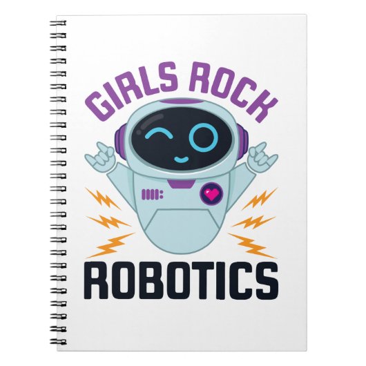 Girls Rock Robotics Niedlich Robot Team Women Notizblock (Vorderseite)
