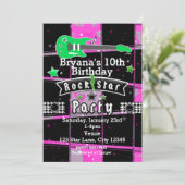 Girls Rock Star Geburtstagsparty Einladungen (Stehend Vorderseite)