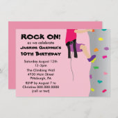 Girl's Rock Wall Klettern Geburtstagsparty Einladung (Vorne/Hinten)
