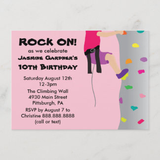 Girl's Rock Wall Klettern Geburtstagsparty Einladung