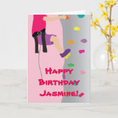 Girl's Rock Wall Klettern Geburtstagsparty Karte (Gelbe Blume)