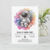 Girl's Rocket Elegance Astronaut Geburtstag Einladung (Stehend Vorderseite)