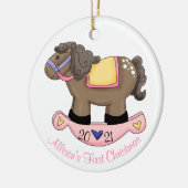 Girls Rocking Horse Baby's First Christmas Keramik Ornament (Links)