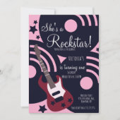 Girls Rockstar Guitar Star Rock Birthday Party Einladung (Vorderseite)