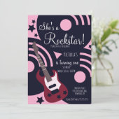 Girls Rockstar Guitar Star Rock Birthday Party Einladung (Stehend Vorderseite)