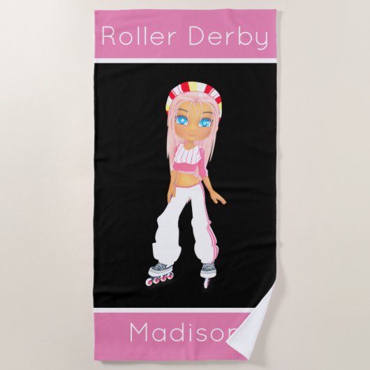 Girls Roller Derby Personalisiert Beach Handtuch (Vorderseite)