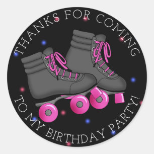 Girl's Roller Skate Geburtstag Danke Runder Aufkleber