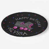 Girl's Roller Skate Geburtstagsparty Pappteller (Schrägansicht)