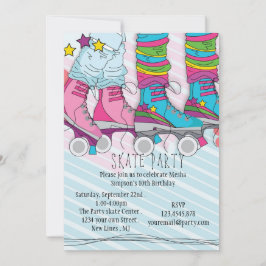 Girls Roller Skaten Birthday Party Einladung