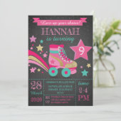 Girls Roller Skating Birthday Party Einladung (Stehend Vorderseite)