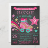 Girls Roller Skating Birthday Party Einladung (Vorne/Hinten)