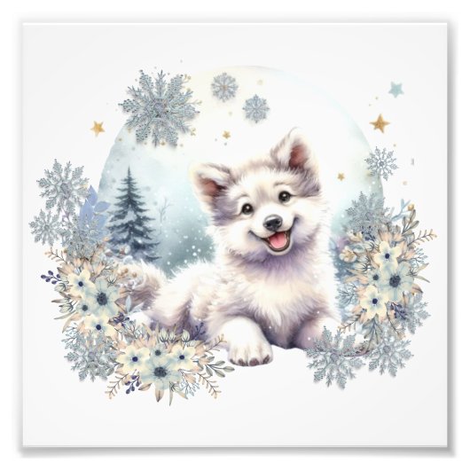 Girls Room Kinderzimmer Niedlich Dog Wolf Blaues W Fotodruck (Vorne)