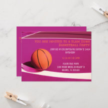 Girls rosa Basketball-Party Einladung