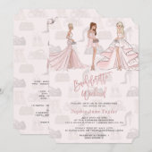 Girls Rose Golden Tor Einladung (Vorne/Hinten)