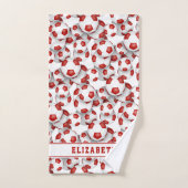 Girls rot-weiße Fußball-Bälle athletic grad Gesche Badhandtuch Set (Handtuch)