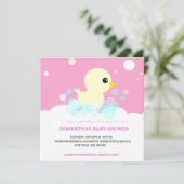 Girls Rubber Ducky Baby Shower Einladungen (Stehend Vorderseite)