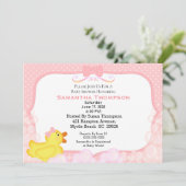 Girls Rubber Ducky Baby Shower Einladungen (Stehend Vorderseite)