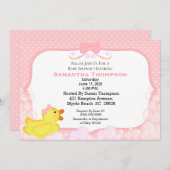 Girls Rubber Ducky Baby Shower Einladungen (Vorne/Hinten)