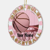 Girls Rule Basketball Keramik Ornament (Links)