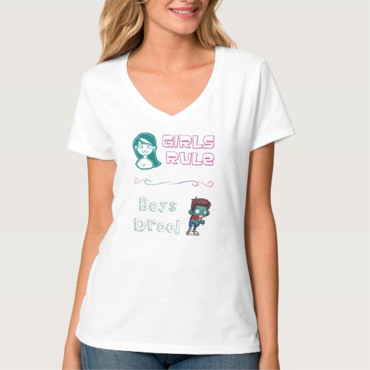 Girls Rule - Boys Drool T-Shirt (Vorderseite)