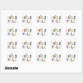 Girls Rule Funky Letters Quadratischer Aufkleber (Blatt)