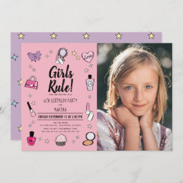 Girls Rule Makeup Wellness-Center Slumber Pink Fot Einladung