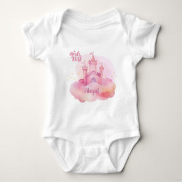 Girls Rule Palace auf der rosa Cloud Wasserfarbe Baby Strampler