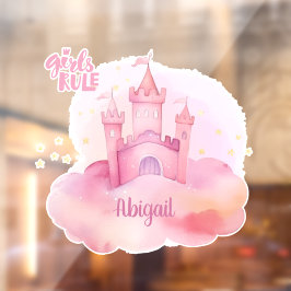 Girls Rule Palace auf der rosa Cloud Wasserfarbe Fensteraufkleber