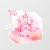 Girls Rule Palace auf der rosa Cloud Wasserfarbe Fensteraufkleber (Blatt)