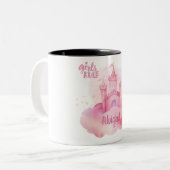 Girls Rule Palace auf der rosa Cloud Wasserfarbe Zweifarbige Tasse (Vorderseite Links)