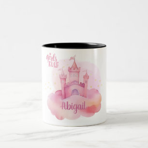 Girls Rule Palace auf der rosa Cloud Wasserfarbe Zweifarbige Tasse